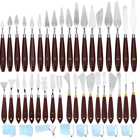 Lasnten 37 Pcs Palette Knife Set Pallet Knife Set Stainless Steel Paint Spatula Tools with Wooden Handle for Acrylic Color Mixing Scraper Supplies Oil Painting Accessories Lasnten