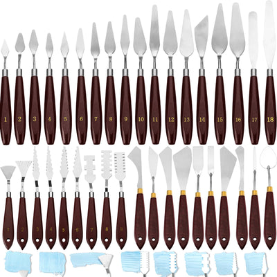Lasnten 37 Pcs Palette Knife Set Pallet Knife Set Stainless Steel Paint Spatula Tools with Wooden Handle for Acrylic Color Mixing Scraper Supplies Oil Painting Accessories