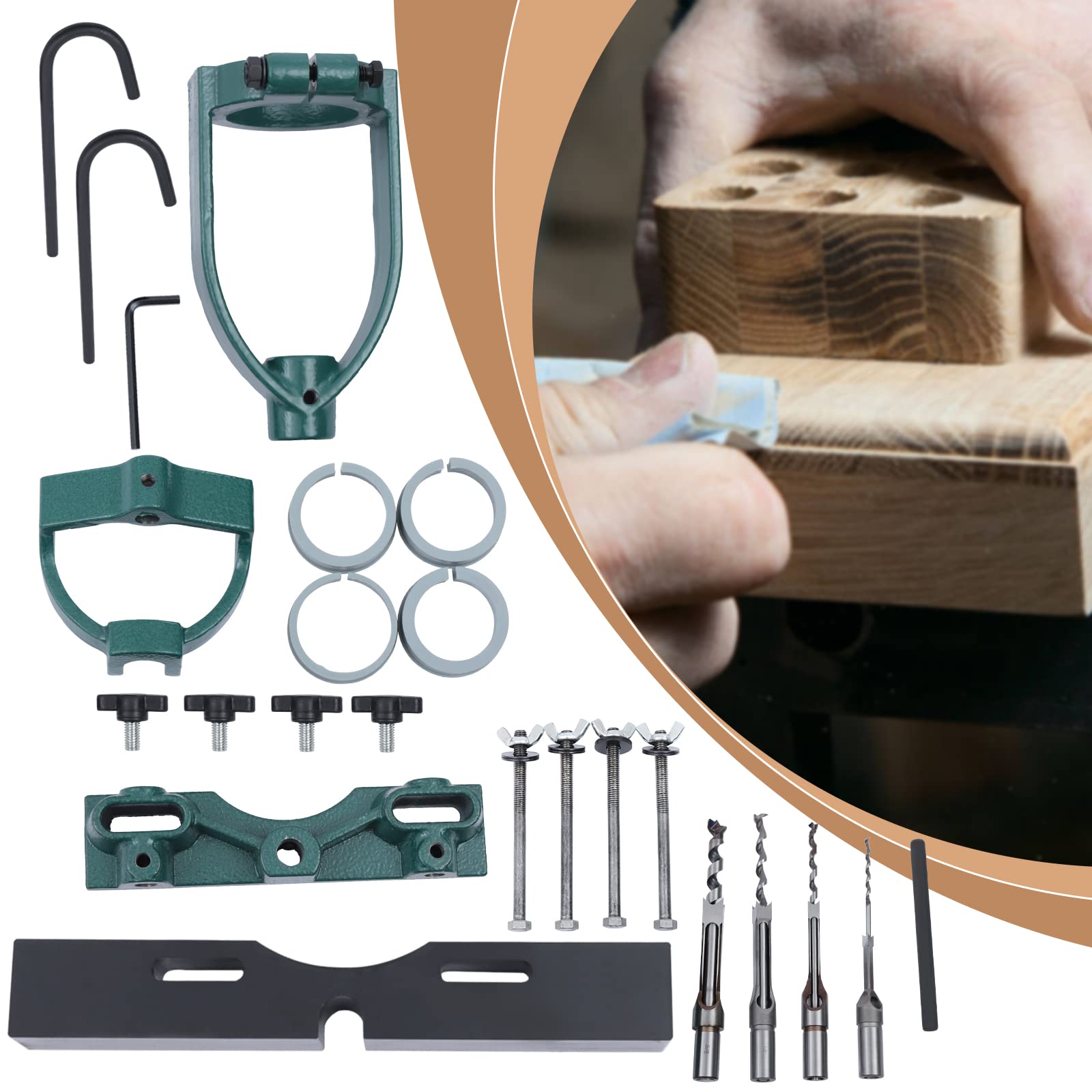 JAYGOVAN Drill Press Mortising Attachment Kit Mortising Machine Bench Drill Locator Set Woodworking Tools &Accessories with 4×Drill Square Hole Chisel Drilling Machine Mortise and Tenon Joint - WoodArtSupply