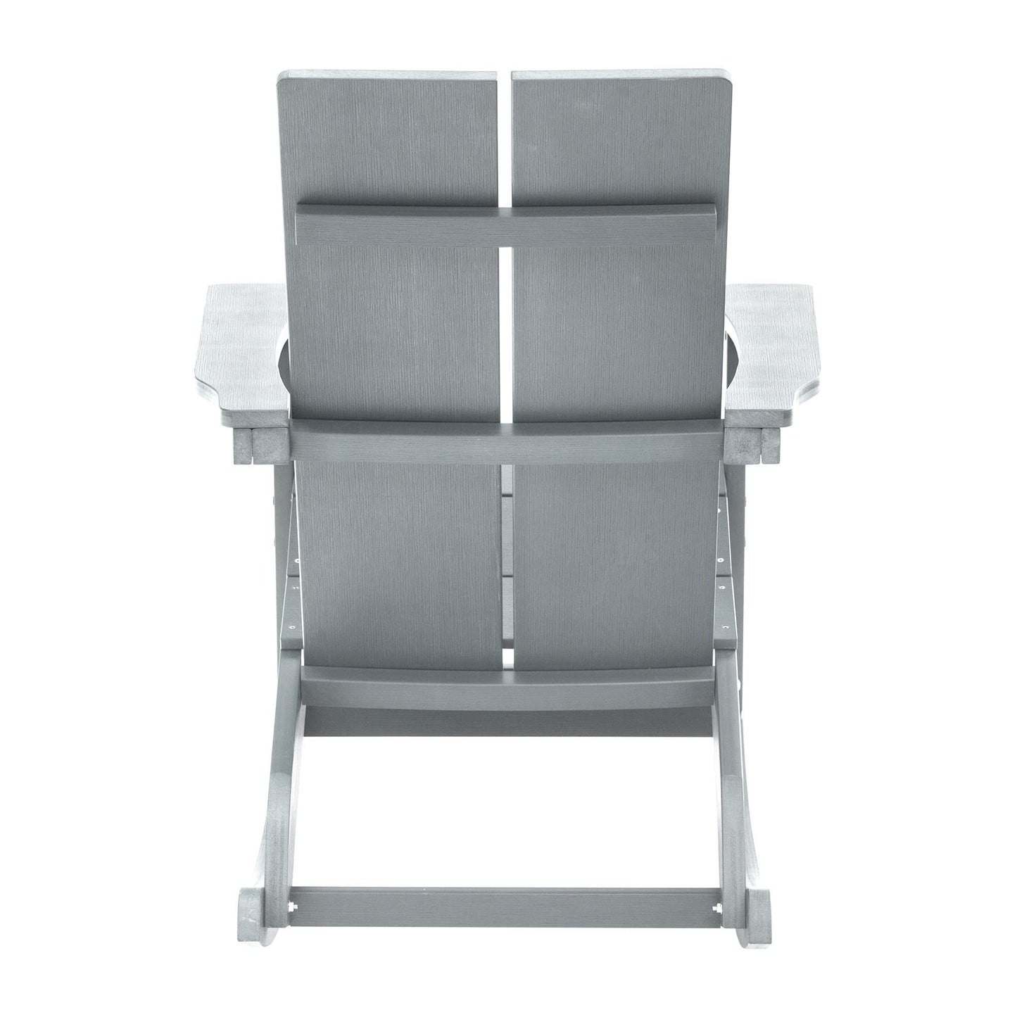 Flash Furniture Finn Modern Commercial Grade Poly Resin Wood Adirondack Rocking Chair - All Weather Gray Polystyrene - Dual Slat Back - Stainless Steel Hardware