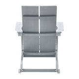 Flash Furniture Finn Modern Commercial Grade Poly Resin Wood Adirondack Rocking Chair - All Weather Gray Polystyrene - Dual Slat Back - Stainless Steel Hardware Flash Furniture