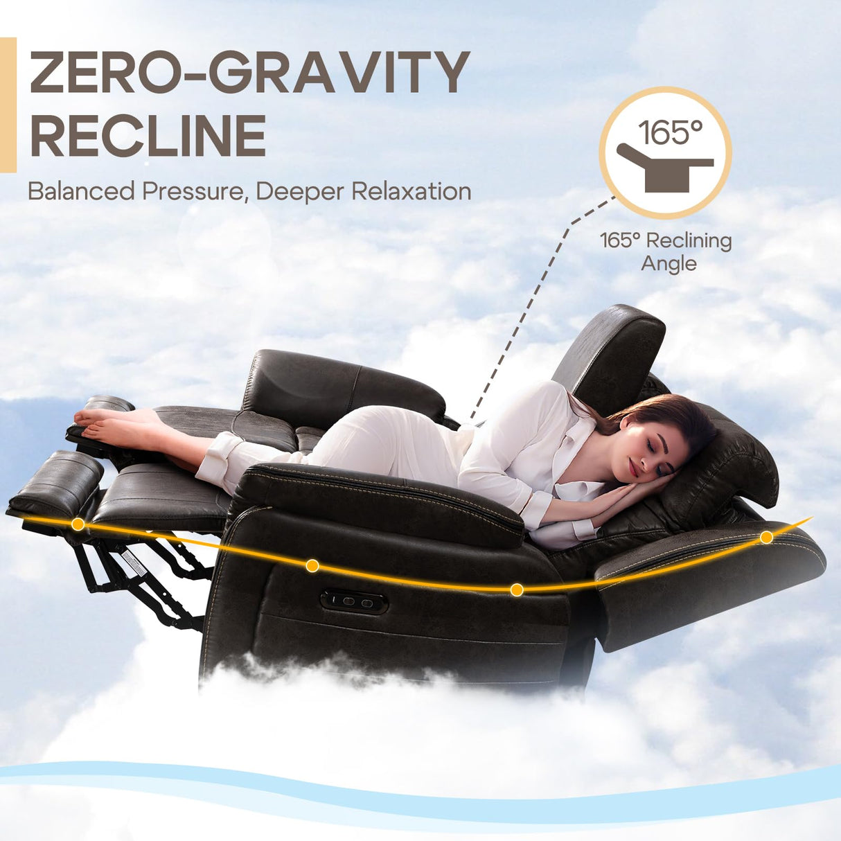 Zero Gravity Power Reclining Loveseat Sofa with Adjustable Headrests, Power Loveseat Recliner with Console, Electric 2-Seater Recliner Couch for Living Room (Foil Fabric, Charcoal Grey) CALIVIA