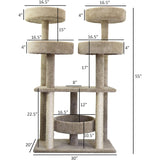 Maykoosh Southwestern Sanctuary Multi-Level Cat Cat Climbing Tower Cat Tree, Solid Wood and Carpet Construction, Modern Cat Tree with Scratch Post and Sturdy Base Brown/41 L x 31" W x 55" H Maykoosh