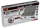 Performance Tool W1173 SAE/Metric 40-Piece SAE and Metric Socket Set, 1/4-Inch & 3/8-Inch Drive Performance Tool