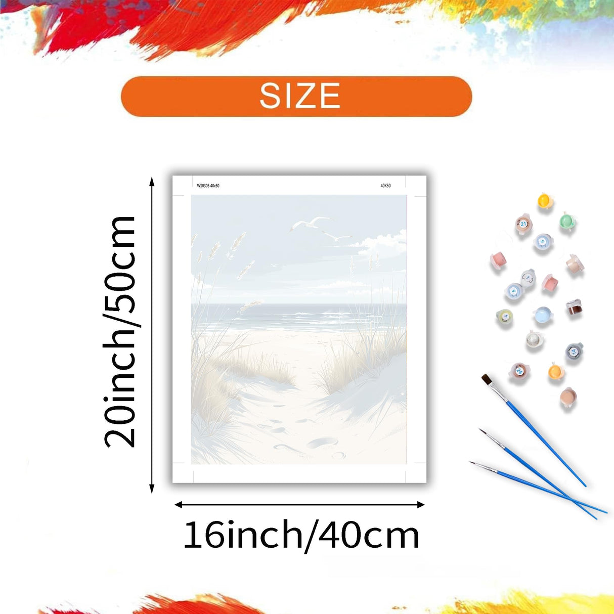ARNLRDYA Ocean Landscape Paint by Number Kits, Seagull Beaches DIY Paint by Numbers for Beginner, Waves Coastal Reed Scenery Acrylic Painting for Gift Home Wall Decor(16×20inches, No Frame) ARNLRDYA