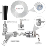 Hilangsan Draft Beer Faucet Beer Line Shank Kit Kegerator Parts Beer Tower Dispenser Replacement Set Self-Closing Beer Tap Wrench I.D.3/16” Beer Tubing 1/4”Keg Coupler Barb Cleaning Brush Tap Cover Hilangsan