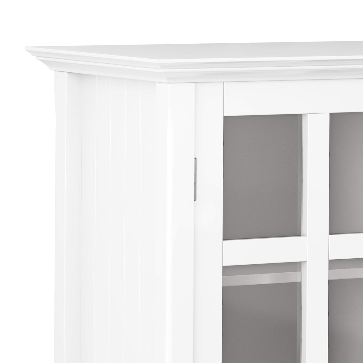 SIMPLIHOME Acadian SOLID WOOD 39 inch Wide Transitional Medium Storage Cabinet in White, with 2 Tempered Glass Doors, 4 Adjustable Shelves SIMPLIHOME