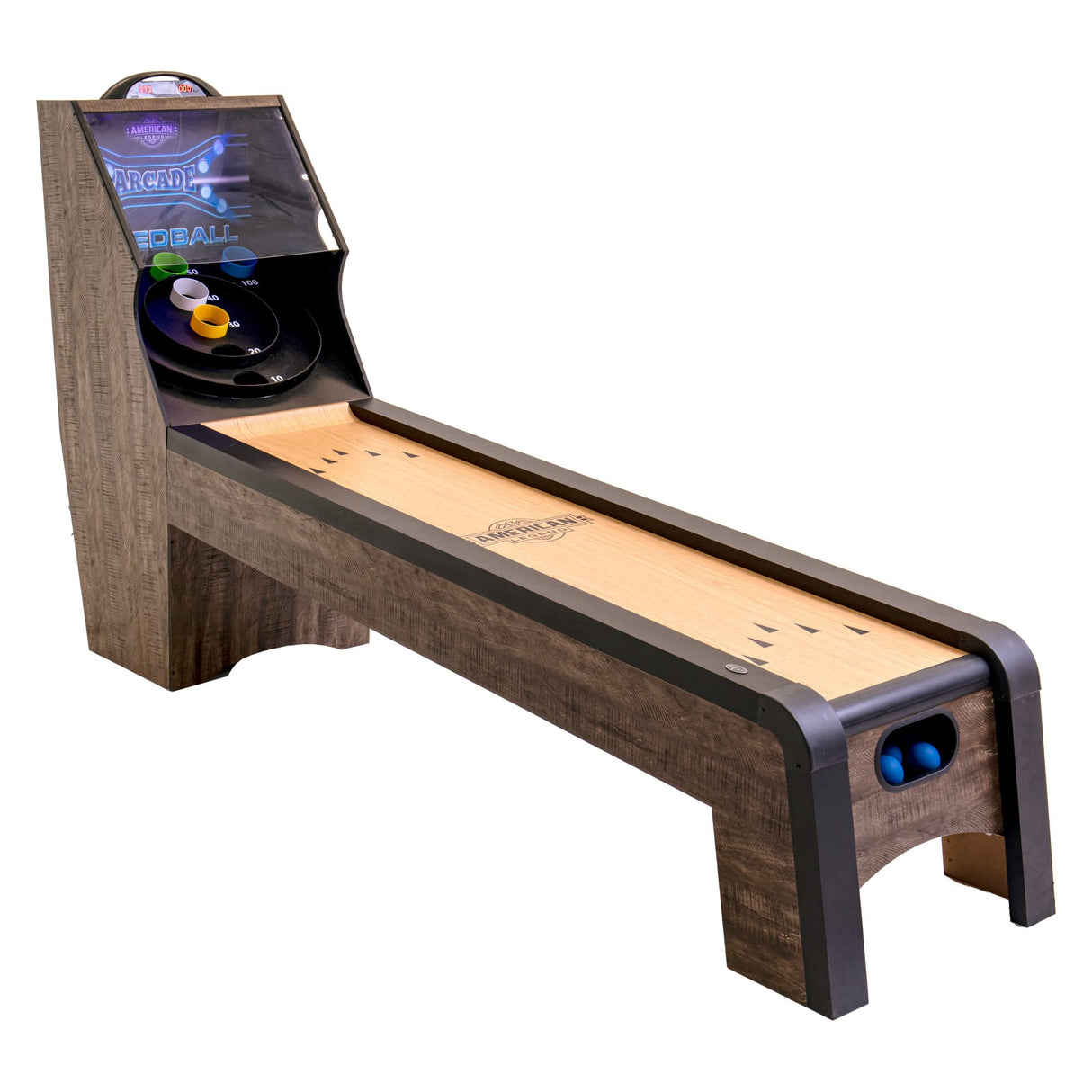 American Legend 9’ Arcade Speedball Game - Engineered Wood Construction - Realistic Game Play - Automatic Ball Return - 4 Balls Included American Legend