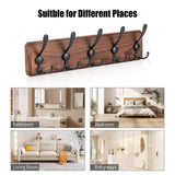 Gohiuo Rustic Wall Mount Coat Rack, Coat Hooks Wall Mount Wood Coat Rack with 5 Triple Hooks, Heavy Duty Wooden Wall Mounted Coat Hanger for Entryway, Farmhouse Hanging Coats, Hats, Bags,Towels Gohiuo