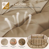 NICESOUL® Double Egg Chair Indoor Outdoor Stationary Oversized Thicken Padded Cushions,2 Person Egg Loveseat Chair, 680 lbs Extra Large Lounge Chair for Patio Balcony Porch Brown NICESOUL