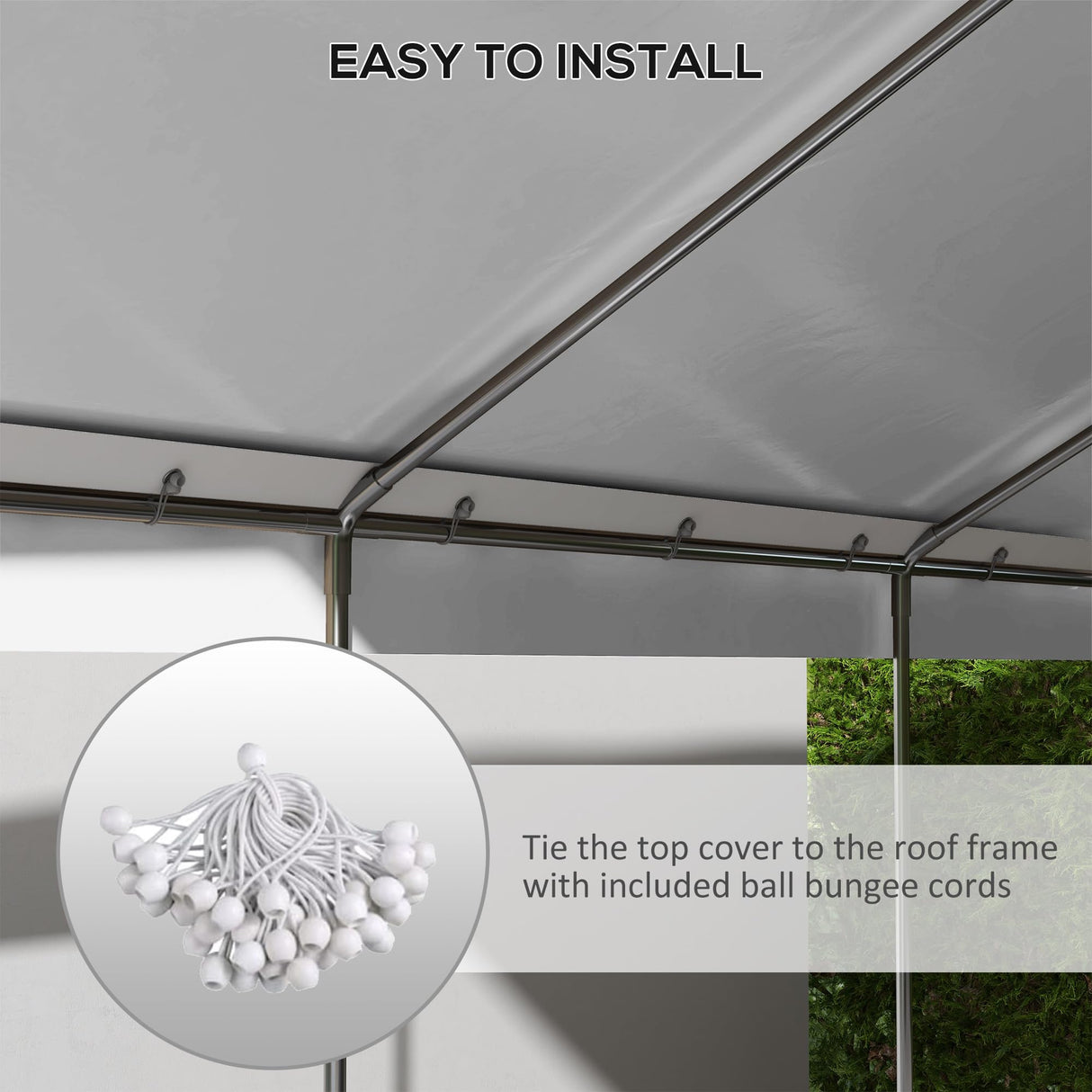 Outsunny 10' x 20' Carport Replacement Top Canopy Cover, UV and Water Resistant Portable Garage Shelter Cover with Ball Bungee Cords, White, Only Cover Outsunny