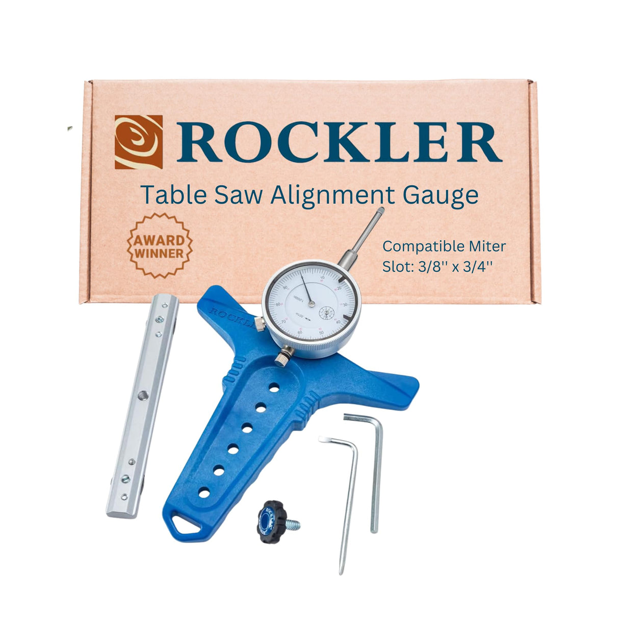 Rockler Table Saw Alignment Gauge - Precision Dial Indicator Table Saw for Parallelism & Safe Cuts – Adjustable Fit Miter Fence Gauge w/Aluminum Miter Bar, Hex Key – Woodworking Tools ROCKLER