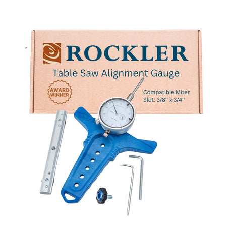 Rockler Table Saw Alignment Gauge - Precision Dial Indicator Table Saw for Parallelism & Safe Cuts – Adjustable Fit Miter Fence Gauge w/Aluminum Miter Bar, Hex Key – Woodworking Tools ROCKLER