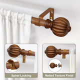 QDWIS Curtain Rods for Windows 28 to 48 Inch, 1 Inch Wood Adjustable Heavy Duty Decorative Drapery Rods with Classic Finials, Imitation Red Wood Window Curtain Pole, 18-45'' QDWIS