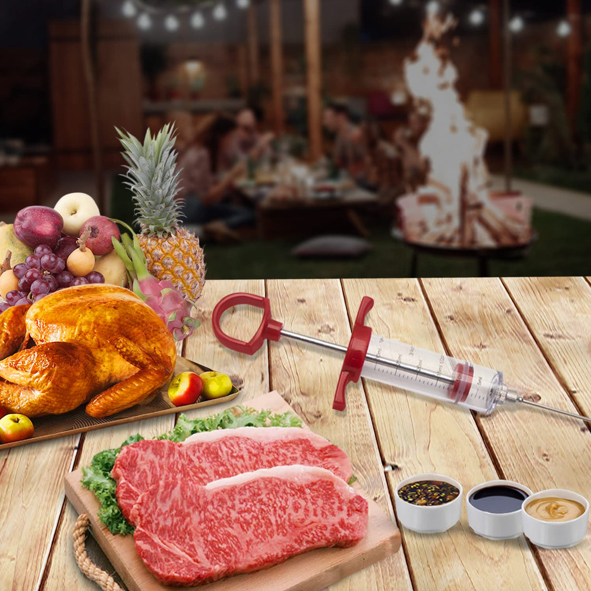 Ofargo Meat Injector Syringe, Meat Injectors for Smoking and BBQ with 2 Marinade Injector Needles; Injector Marinades for Meats, Turkey, Beef; 1-oz; User Manual Included Ofargo