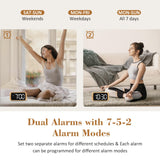 Odokee Digital Dual Alarm Clock for Bedroom, 0-100% Dimmer, Weekday/Weekend Mode, Easy to Set, USB Charger, Adjustable Alarm Volume with 5 Alarm Sounds, Snooze, 12/24Hr, Battery Backup (Wood Grain) Odokee