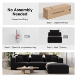 Novilla Modular Sectional Sofa, Modern Cloud Sectional Couch with Smarts Coil™ Support, Upholstered Boneless Couch for Living Room Apartments Bedroom, No Assembly Required (3 Seater) Novilla
