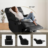 GNMLP2020 Manual Recliner Chairs for Adults, Anti-Scratch Leather Single Sofa Recliner Chairs,Small Recliner Chair for Small Space, RV, Living Room, Black GNMLP2020