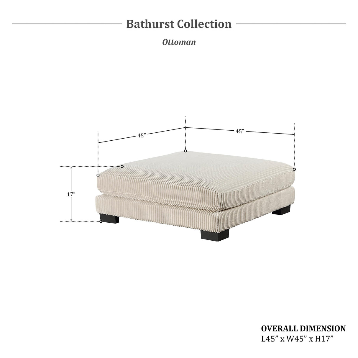 Lexicon Bathurst Corduroy Fabric Ottoman, Beige Lexicon