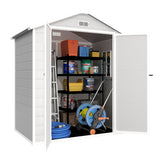 Seizeen 6x4.4ft Resin Shed with Floor, Waterproof Outdoor Plastic Garden Shed with Lockable Doors, Window & Vents, Outdoor Storage Shed for Storing Patio Furniture, Tools, Bike and Lawn Mower (Gray) Seizeen