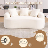 Hnvzldn 65" Curved Loveseat for Small Spaces,Boneless Loveseat Sofa,Wood Grain Chenille Fabric, No Installation Requirement, Curved Sofa Couch for Apartment,Living Room,Office (White, 65") Hnvzldn