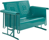 Crosley Furniture CO1024-TU Bates Retro Metal Outdoor Loveseat Glider, Turquoise Gloss Crosley Furniture