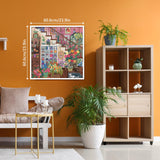 Flower Plant Puzzles 1000 Piece for Adults, Colorful Aesthetic Floral Art Jigsaw Puzzles, Cute Pretty Housepant Succulent Teacup Cat Puzzle BBOLDIN