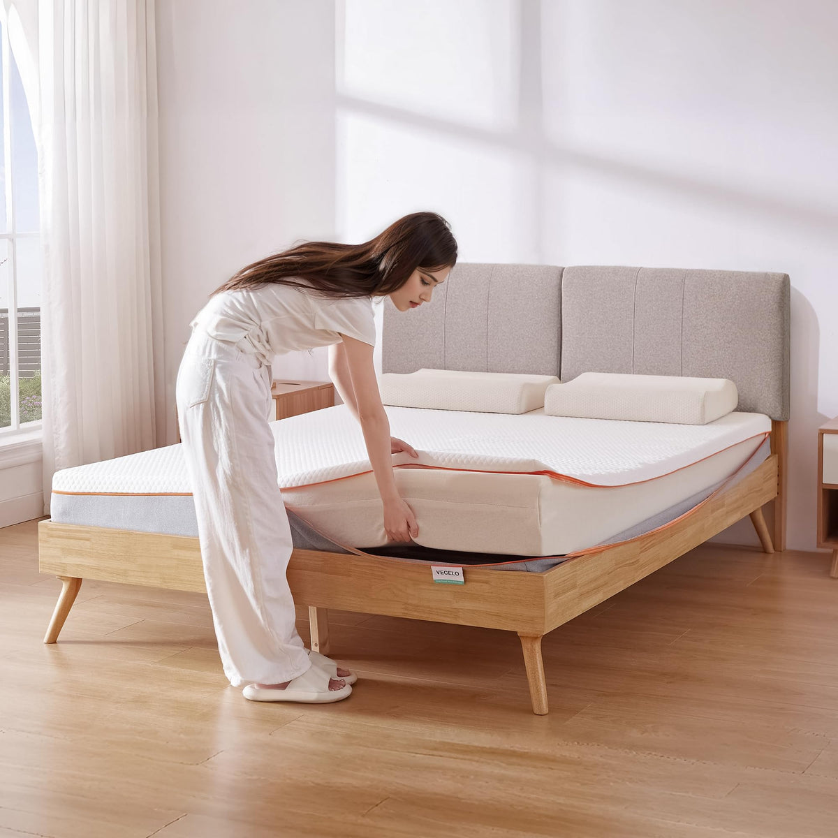VECELO Charcoal Infused Memory Foam King Mattress 8 Inch, Medium Firm King Size Bed Mattress with Washable Cover for King Bed Frame, Pressure Relieve, Fresh Cooling Comfort VECELO