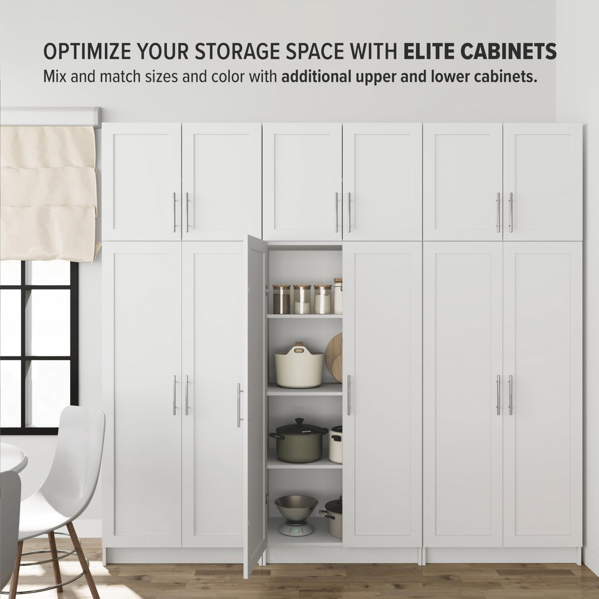 Prepac Elite 24" H Wall Cabinet with Panel Doors, White Storage Cabinet, Bathroom Cabinet, Pantry with 1 Adjustable Shelf 16.75" D x 32" W x 24" H, WSUR-1002-1 Prepac