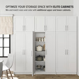 Prepac Elite 24" H Wall Cabinet with Panel Doors, White Storage Cabinet, Bathroom Cabinet, Pantry with 1 Adjustable Shelf 16.75" D x 32" W x 24" H, WSUR-1002-1 Prepac