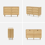 EYYTHUNG Rattan 6 Drawer Dresser, Modern Closet Dressers of Drawers with Natural Rattan, Boho Dresser Chest, TV Stand of Drawers, Wood Storage Drawer Organizer for Bedroom Living Room Entryway Hallway EYYTHUNG