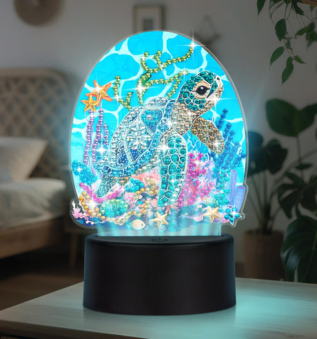 ALKALO Diamond Painting Night Light, Diamond Painting Kits for Adults Desktop Ornaments for Table Tabletop Decor Diamond Art Accessories for Adult Beginner Touch Lamp for Bedrooms Living Room- Turtle ALKALO
