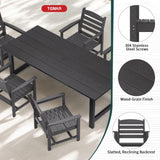 TenKa 7 Piece HDPE Patio Furniture Set for 6, Dining Table and Chairs, Outdoor Table with Umbrella Hole, Outdoor Dining Set for Garden, Backyard, Lawn, and Poolside TenKa