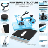 WHUBEFY Heat Press,15x15 Shirt Press Machine 8 in 1 with 30Oz Tumbler Attachment Sublimation Machine Digital Slide Out Sublimation Heat Transfer Machine, Heat Press for T-Shirts Mugs Caps Plates,1400W Whubefy