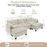 Amsleekey Modular Sectional Sofa, 111.5" U-Shaped Corduroy Comfy Sectional Couches for Living Room, 3-Seater Cloud Couches with 2 Movable Ottomans, Flexible Combination Modern Deep Seat Sofa (Beige) Amsleekey