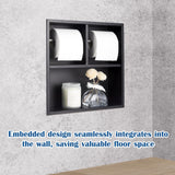 Maxdot Recessed Dual Toilet Roll Holder, Matte Black in Wall Toilet Paper Holder with Storage, Bathroom Wall Niche Shelf, 304 Stainless Steel, Brushed Nickel Maxdot