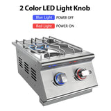 Livory Double Grilling Side Burners for Outdoor Kitchen, 2 * 15,000BTU Liquid Propane Burners, Duty Heavy 304 Stainless Steel, Built-in Side Burner for BBQ Island Grill, with Natural Gas Kit Livory