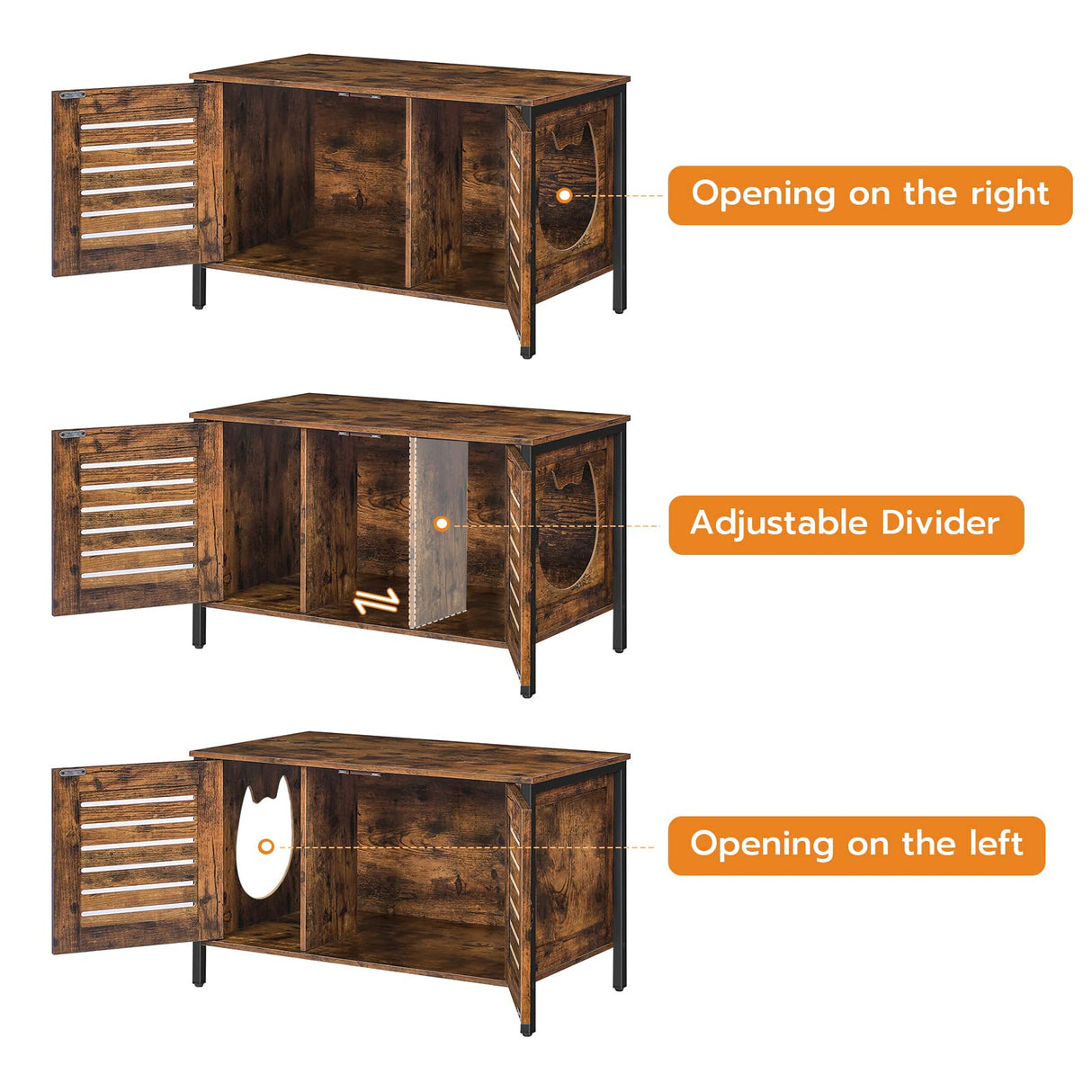 HOOBRO Cat Litter Box Enclosure, Hidden Litter Box Furniture with Shutter Door and Head Mat, Cat Litter Box Furniture Fit Most of Litter Box, 31.5''L x 17.7''W x 19.9''H, Rustic Brown BF06MW01 HOOBRO