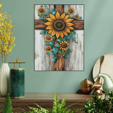 YQFCZDQ Sunflower Flowers Diamond Art Kits for Adults,DIY Religion Cross 5D Diamond Painting Kits Round Diamond Dots for Beginners,Full Drill Paint with Diamonds Pictures Gem Art Home Decor 12 x 16 In YQFCZDQ