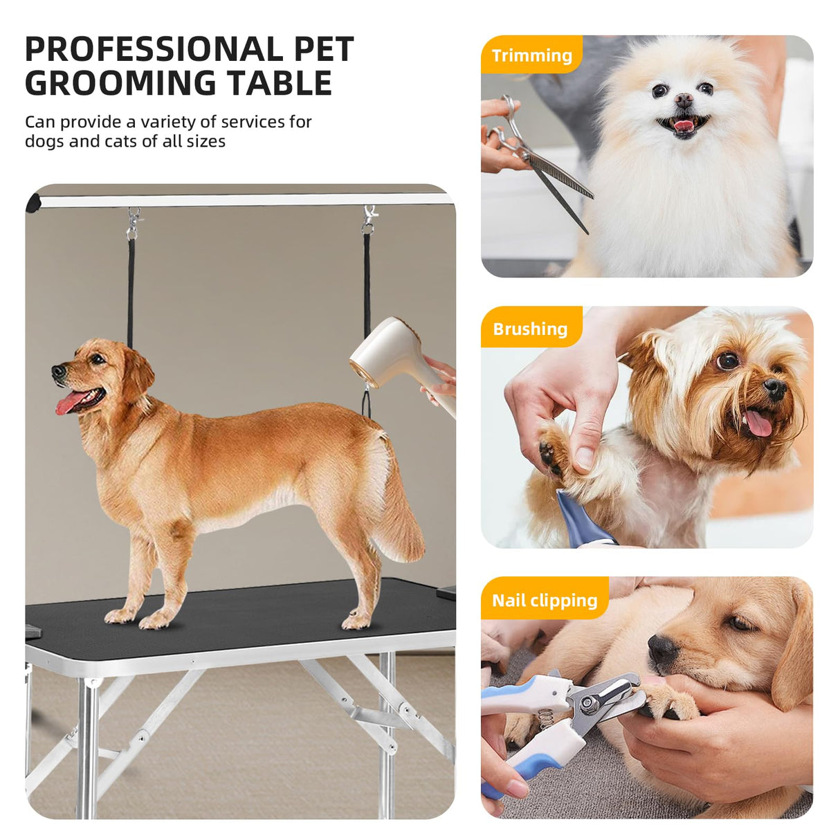 IRCPEN 42" Pet Grooming Table Collapsible Dog Grooming Table, Adjustable Height Dog Bathing Station, Portable Dog Grooming Table IRCPEN