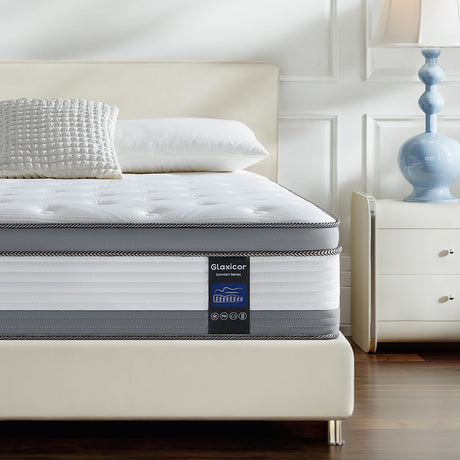 Glaxicor Twin Size Mattress 12 inch - Deep Sleep Medium Firm Hybrid Mattresses with Memory Foam & Individually Pocket Springs, Fiberglass-Free Bed in a Box, Pressure Relief, Edge Support, CertiPUR-US Glaxicor