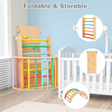 Beright 4 in 1 Pikler Triangle Gym, Montessori Foldable Climber with Ramp, Indoor Climbing Toys for Kids, Climbing Triangle for Toddlers Arch Climber, Rocker, Learning Waldorf Children Toy, Rainbow Beright