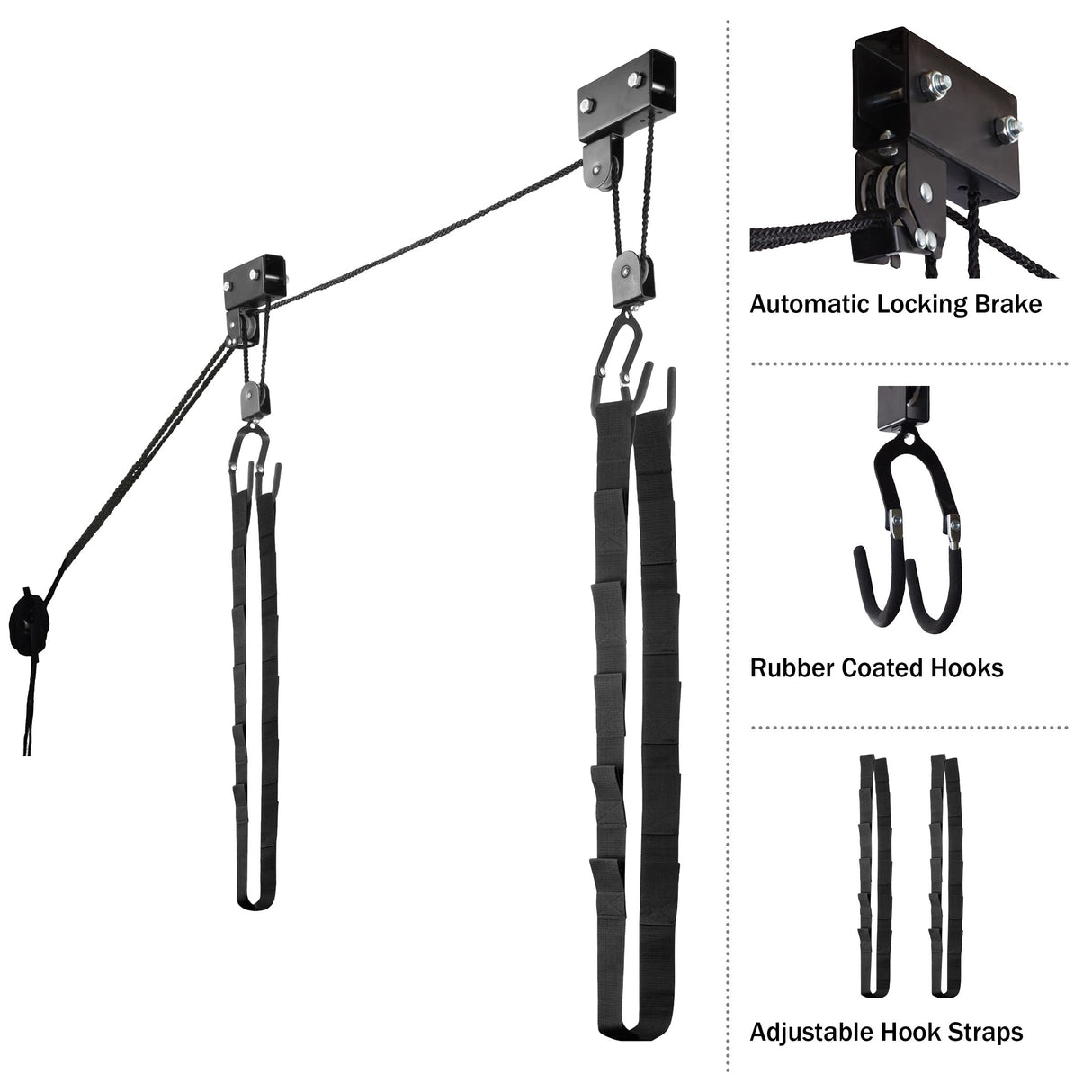 Kayak Storage Hoist - Overhead Pulley System with 125lb Capacity for Canoes, Bikes, Ladders, and More - for up to 12-Foot Ceilings by Rad Sportz RAD Sportz