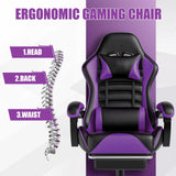 Gaming Chair, Computer Chair with Footrest and Lumbar Support, Ergonomic Video Game Chair with Headrest, Height Adjustable Gamer Chair Office Desk Chair, Purple Ntiibcuy