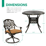 VIVIJASON 5-Piece Outdoor Patio Dining Set, All-Weather Cast Aluminum Conversation Set, Patio Furniture Set for Balcony Lawn Garden, Include 4 Swivel Dining Chairs, a 35.4" Round Table w/Umbrella Hole VIVIJASON