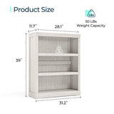 LINSY HOME 3-Tier Bookcase and Bookshelf, Small Wood Display Storage Shelves Farmhouse Bookshelf for Home Office, Living Room, Bed Room - White Oak LINSY HOME