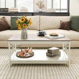 Sophia & William Farmhouse Coffee Table with Storage Shelf for Living Room, Ivory Sophia & William