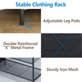 Auromie Clothes Rack with 5 Drawers & 4 Storage Shelves, 59.1W*70.9H Heavy Duty Clothing Rack with 2 Hanging Rods, Wardrobe Closet Organizer System with 5 Hooks, Freestanding Garment Rack (Rustic) Auromie