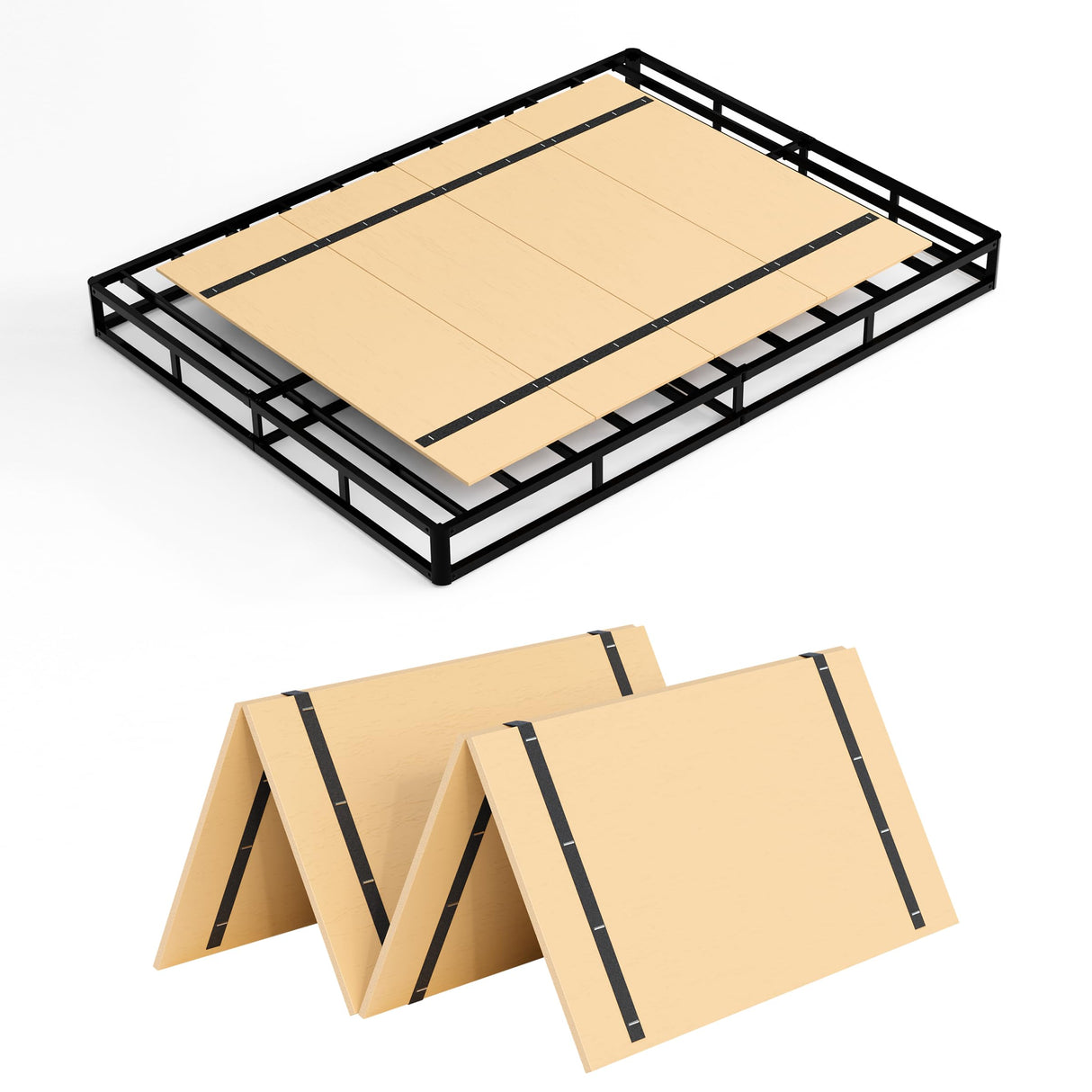 Yarfyk Queen Bed Board Under Mattress Support,Foldable Box Spring, 38"x 74",Mattress Support Wooden Bunkie Board,Bunkie Board,Bed Slats Yarfyk