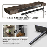 SAUCE ZHAN Floating Shelves 24 inch Rustic Natural Wood Wall Shelf Set of 2 Open Shelving Farmhouse Live Edge Light Wooden Wall Mounted Decor for Bathroom, Living Room, Bedroom, Kitchen, Dark Brown SAUCE ZHAN